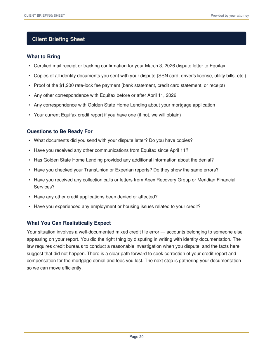 Client briefing sheet